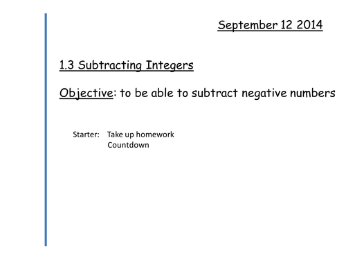 Subtracting Negative Numbers