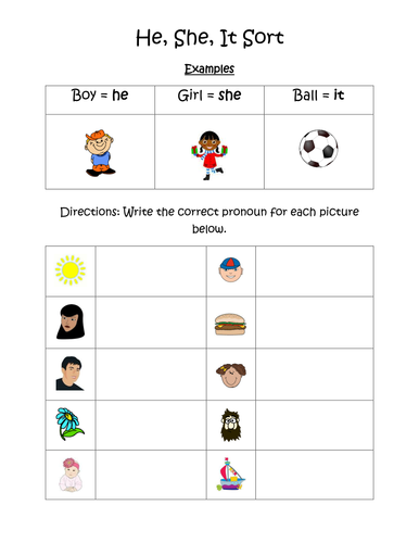 He She It Sort Teaching Resources