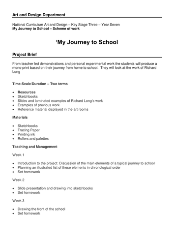 Journey to School Scheme of Work