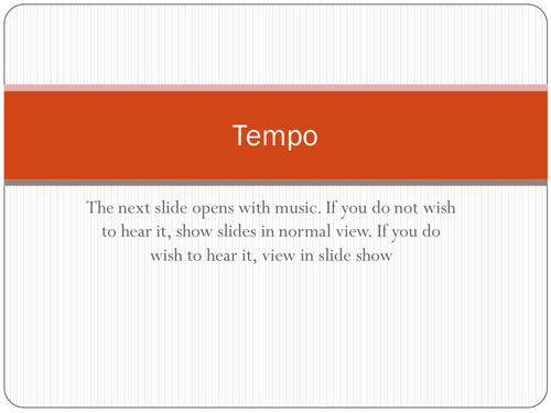 Tempo: Moving to "The Tortoise" and "The Can Can"