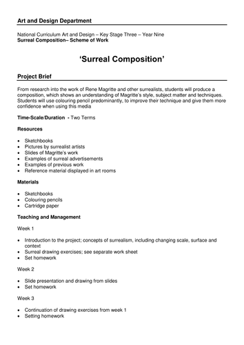 Surrealism Scheme of Work
