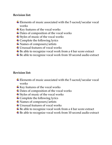 Vocal Set Works quiz