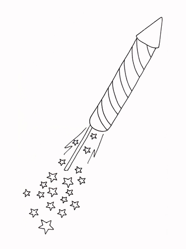 Fireworks - Rocket Coloring Page