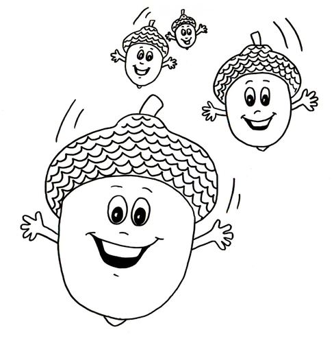Autumn - Acorns Coloring Page | Teaching Resources