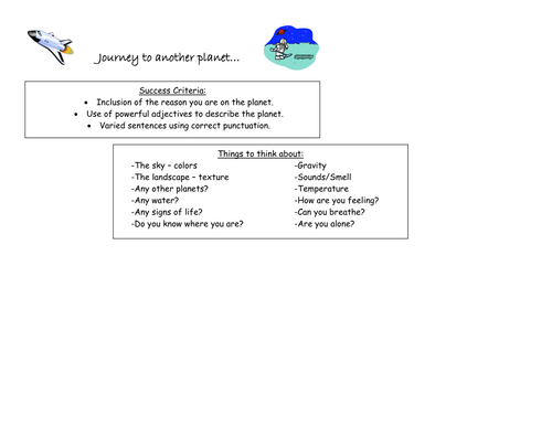 Journey to another Planet Planning Frame