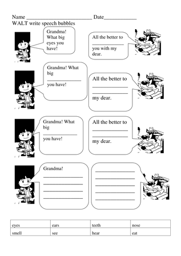 Red Riding Hood Speech Bubbles