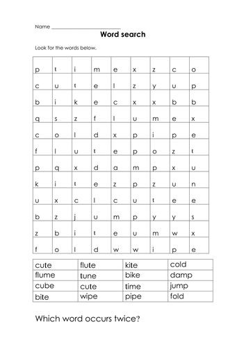Word search activities  - An extension to phonic lessons