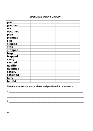 Spelling lists