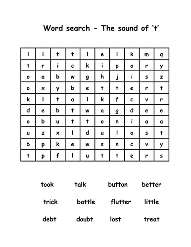 Wordsearch letter "t"