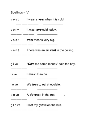 v spellings