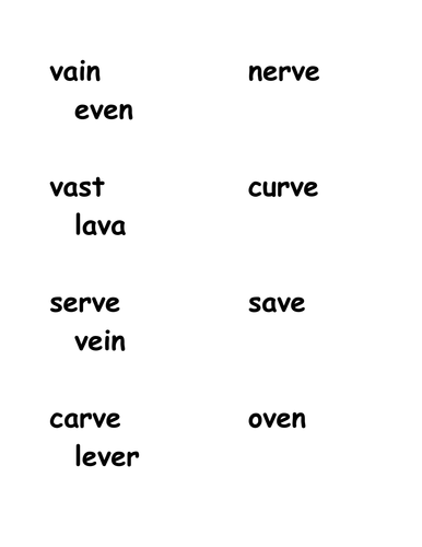 V Words For Spelling Teaching Resources