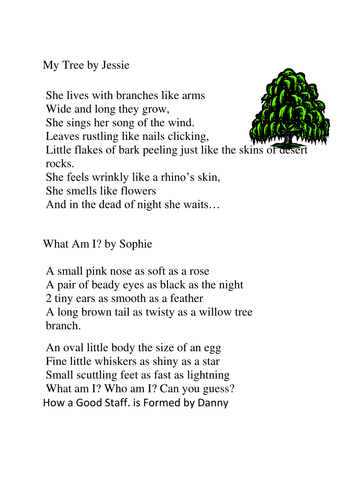 Various similie poems to model