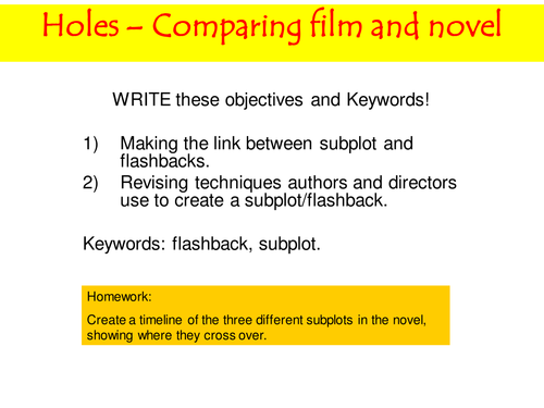 Holes Comparing Film and Novel lesson