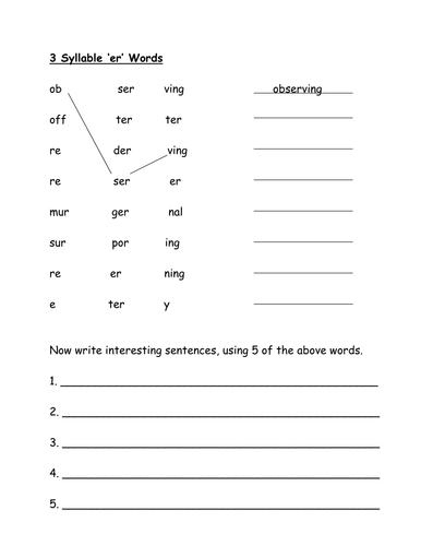 Breaking words into syllables by rogersmith - Teaching Resources - TES