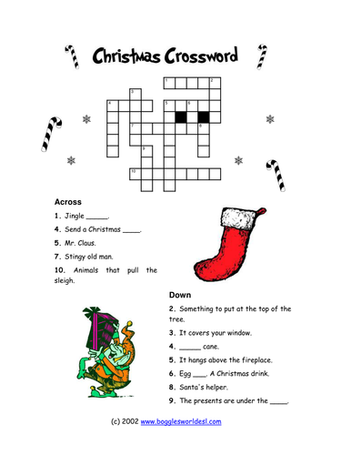 christmas crossword | Teaching Resources