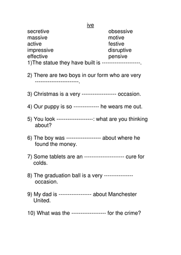 ive' handout | Teaching Resources