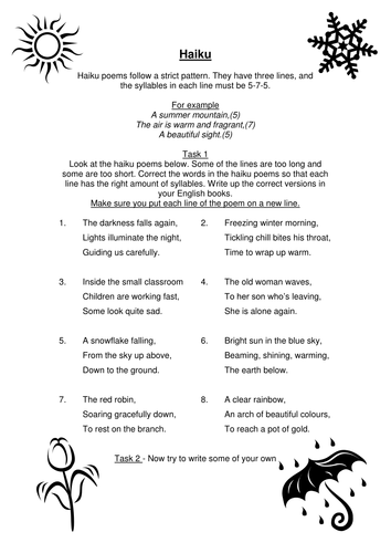 Correcting and writing haiku poems