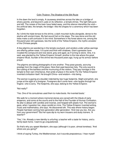 Non Fiction Writing – Travel Writing