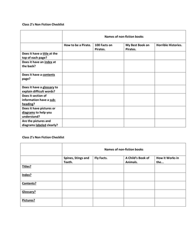 Non-Fiction Evaluation Grid