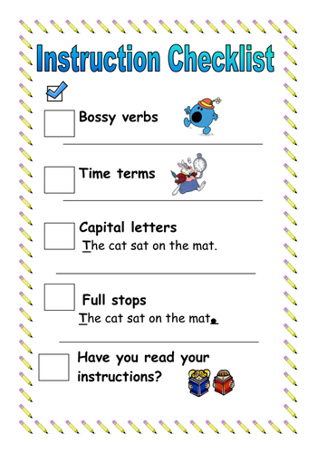 instruction writing checklist year 6