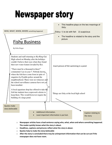 Newspaper Report Template Teaching Resources