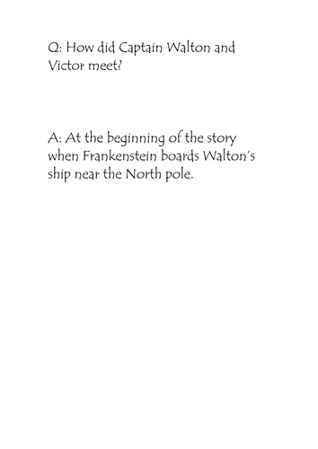 Frankenstein paired task questioning