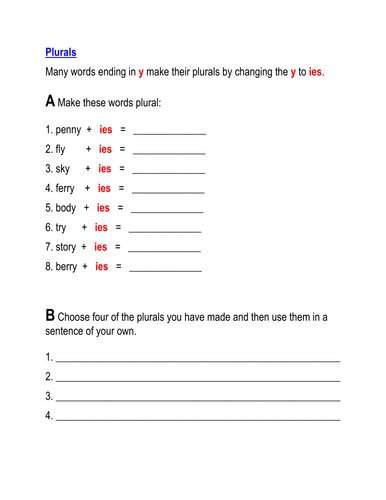 Plural Nouns Ending In Ies