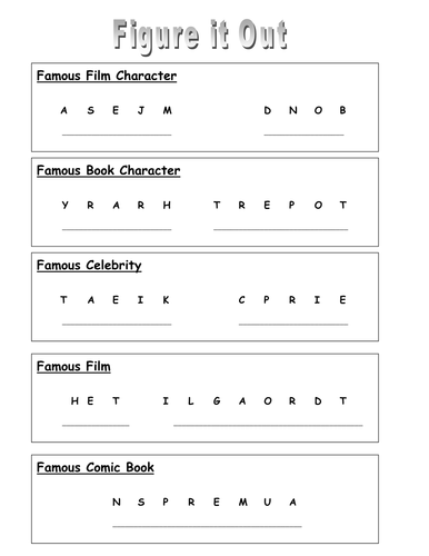 Figure out the anagrams - starter activity