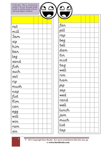 PHONICS word lists