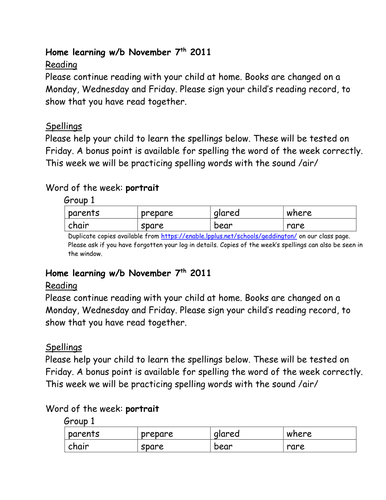 Spellings and cloze for phase 5 /air/