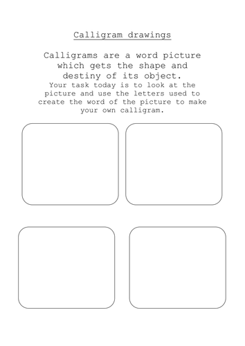 Poetry - calligrams and shape poem resources