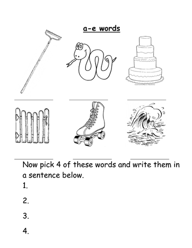 Magic e 'a-e' words worksheet