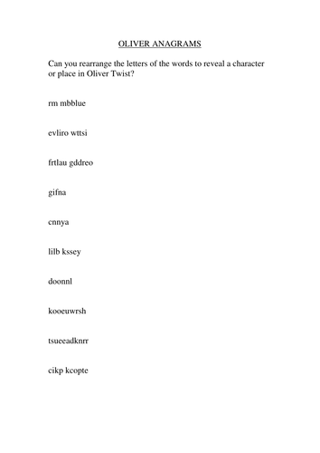 Oliver Twist Anagrams