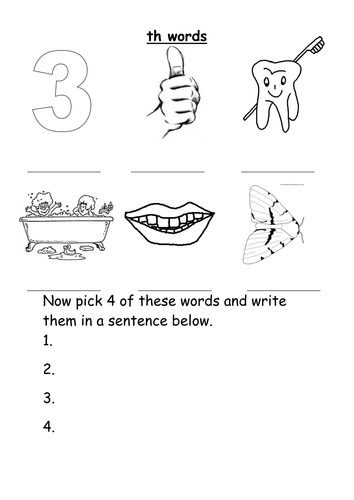 "th" Words Worksheet