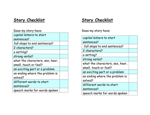 ks3 creative writing checklist