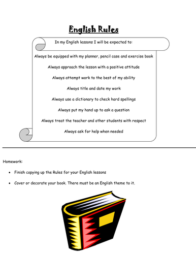 English lesson rules