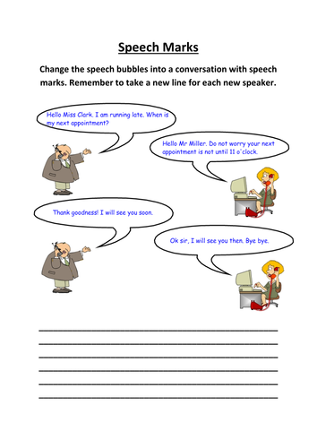 speech marks year 2 worksheet tes