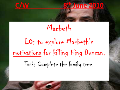 Macbeth: Duncan's Death: Creative Writing Activity by suegal17