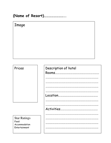 tourist guide template ks2