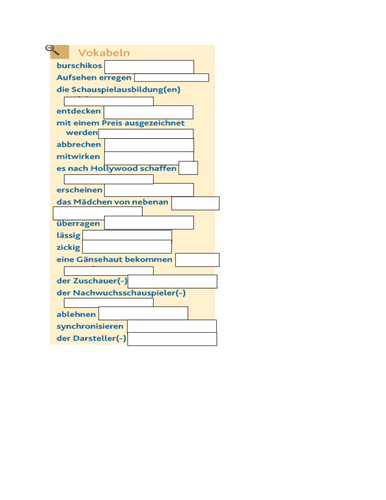 Filme und Filmstars Vocab Test