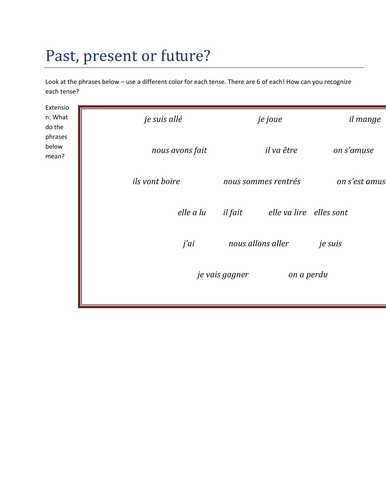 Past, present or future sentences