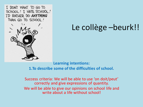 Le collège - beurk!