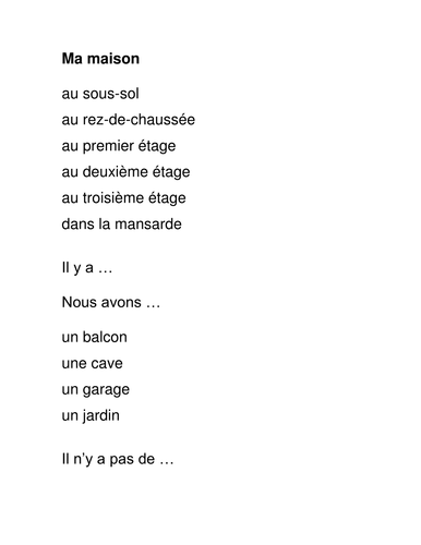 La maison - key vocab