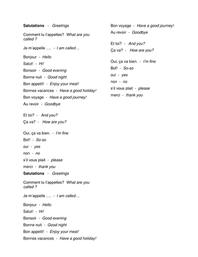 Metro 1 - Salut key words