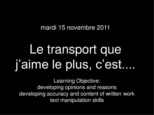 Transport - developing opinions and reasons