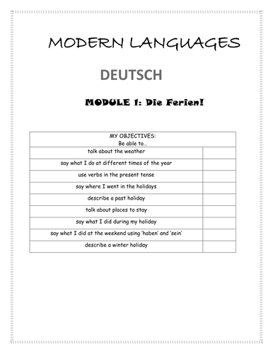 Deutsch Unit Cover Sheet