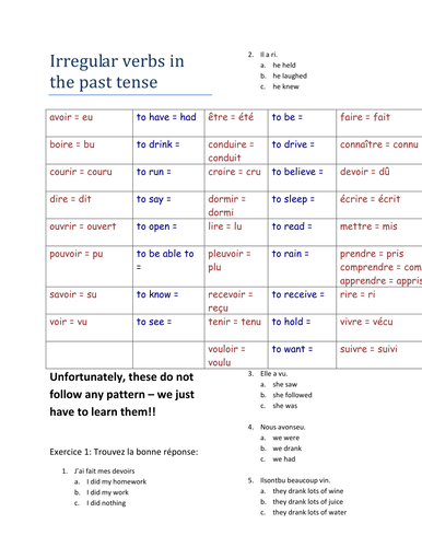 Irregular verbs in the perfect tense