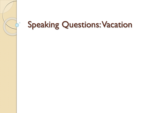 Speaking Vacations