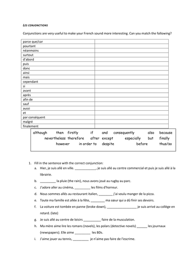 Les conjonctions