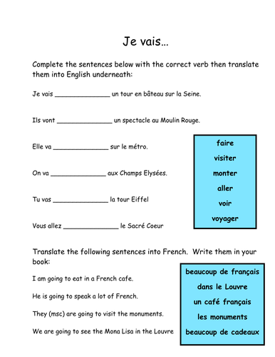 A Paris - FUTURE TENSE RECAP LINKED TO PARIS